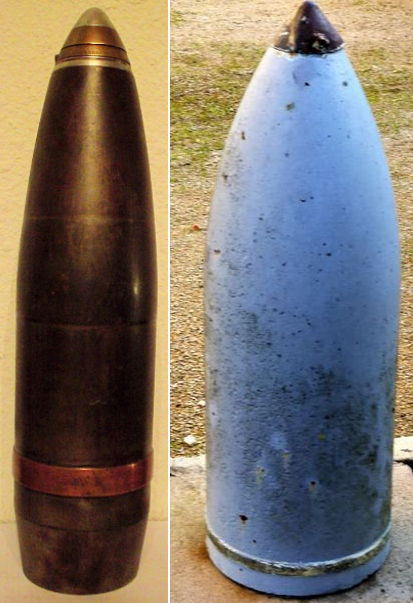 Deux obus français (105 et 220mm)