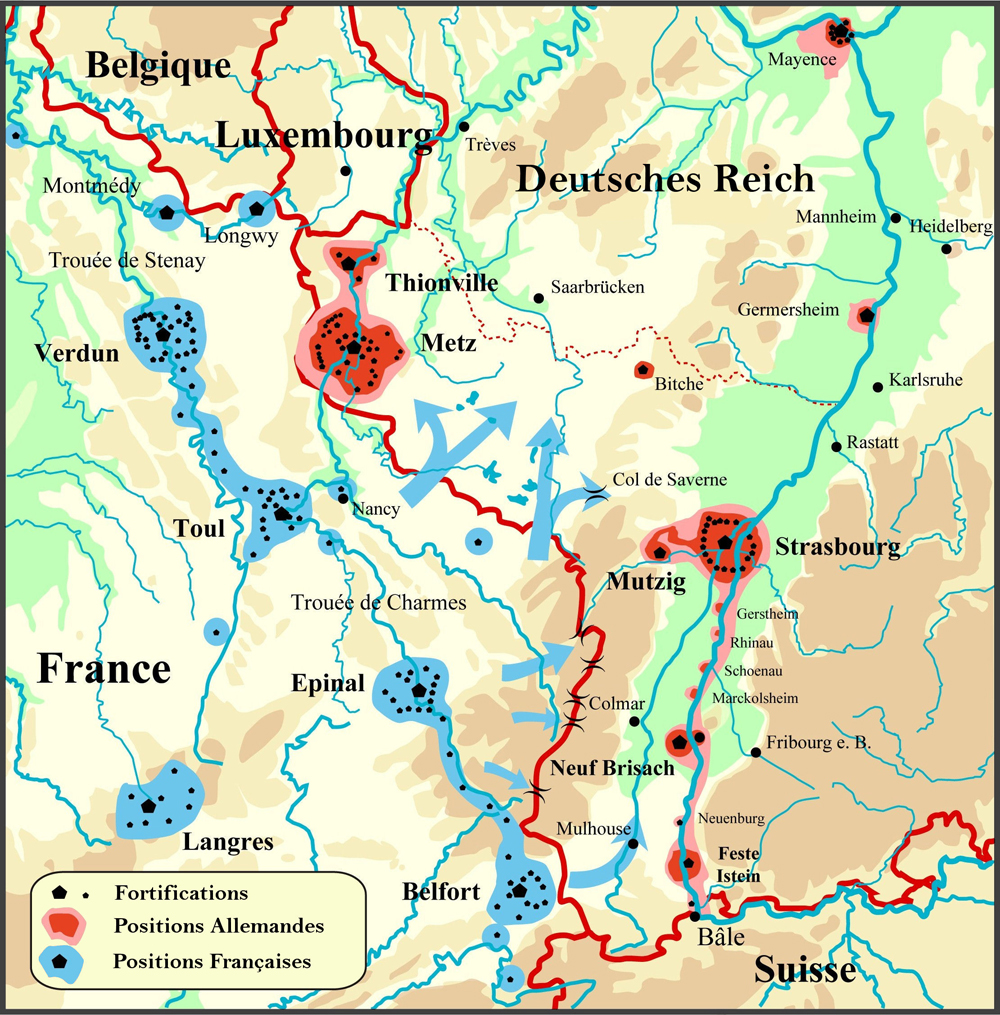Carte stratégique de la frontière franco-allemande de 1871 à 1918